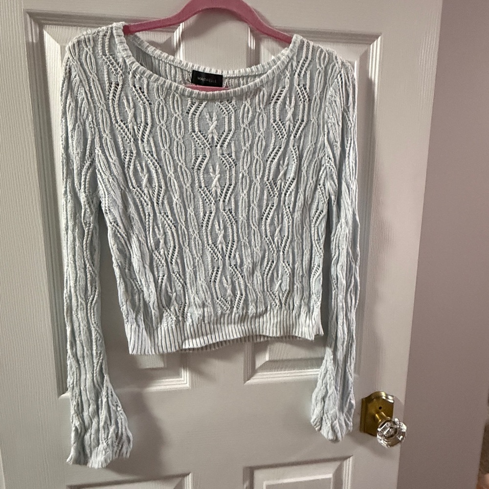MAJORELLE Light Blue Cable Knit Sweater
